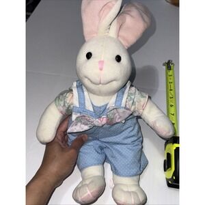 Vintage Commonwealth Bunny Plush Easter Toy Pastel Floral Bowtie Polka Dot Pants